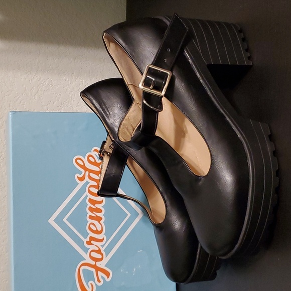 ForeMode Women's Classic T-Strap Platform Mid-Heel Oxfords Dress Shoes EU 42 - Picture 1 of 7